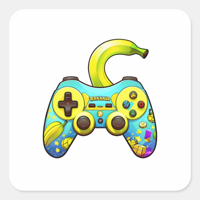 Pegatina Cuadrada Banana controlada 01 (Anverso)