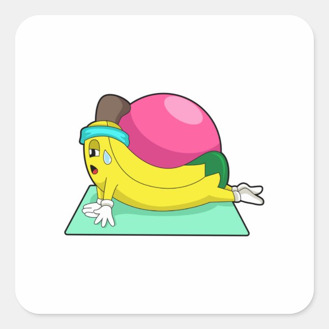 Pegatina Cuadrada Banana en el gimnasio del yoga (Anverso)