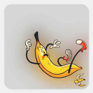 Pegatina Cuadrada Banana resbaladiza