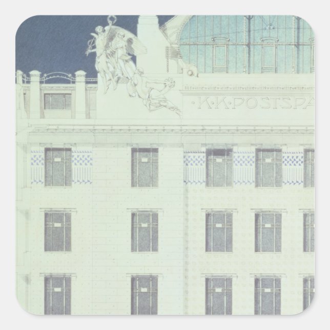 Pegatina Cuadrada Banco de Ahorros de Correos, Viena (Anverso)