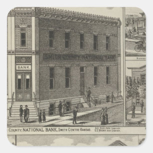 Pegatina Cuadrada Bancos, residencia, casa del casco, centro de