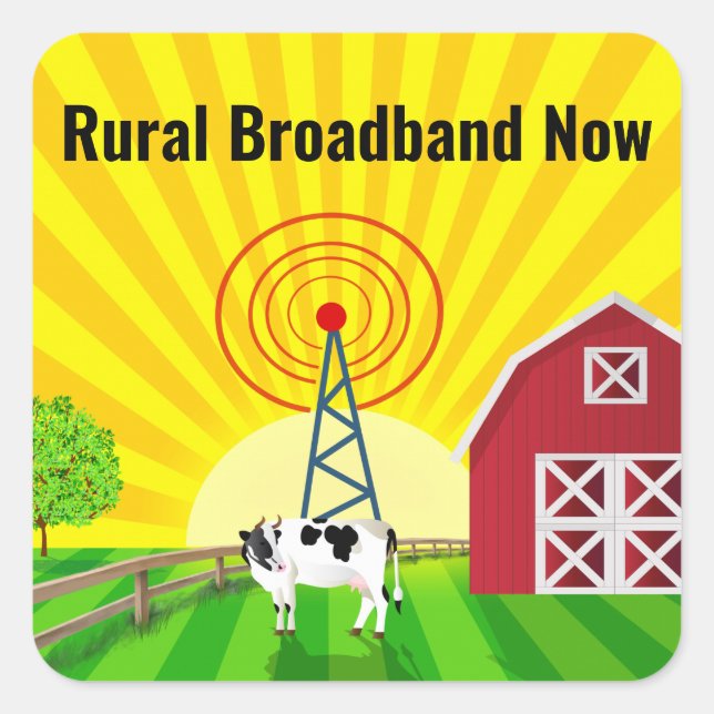 Pegatina Cuadrada Banda ancha rural ahora (Anverso)