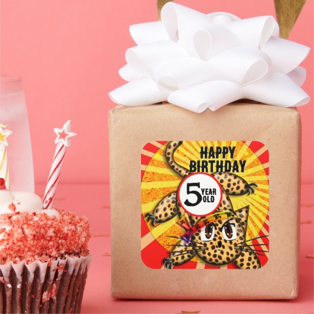 Pegatina Cuadrada Banda de cabeza arcoiris ultrapacita Anime Leopard (Fiesta)