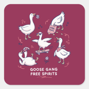 Pegatina Cuadrada Banda de ganso tonto camiseta de ganso divertida