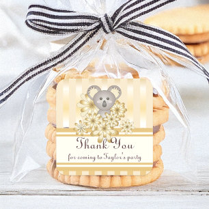 Pegatina Cuadrada Banda de oro Koala Baby Shower / Cumpleaños de los