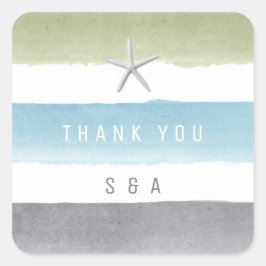 Pegatina Cuadrada Bandas acuáticas rusas caseras boda en la playa