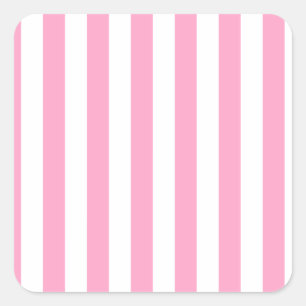 Pegatina Cuadrada Bandas anchas - Blanco y rosa de clavel