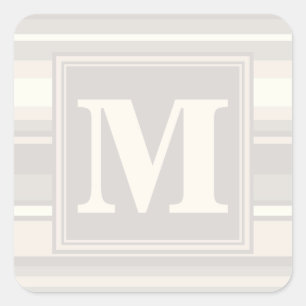 Pegatina Cuadrada Bandas beige monogramo