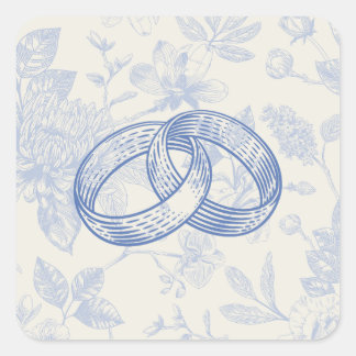 Pegatina Cuadrada Bandas de Bodas Florales Florales de tela floral r