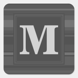 Pegatina Cuadrada Bandas de carbón vegetal monogramo