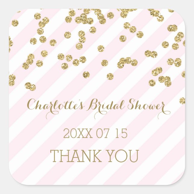 Pegatina Cuadrada Bandas de oro rosado Bandas de favoritas de ducha  (Anverso)