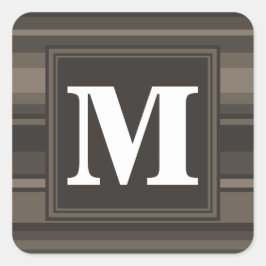 Pegatina Cuadrada Bandas de taupe monogramo