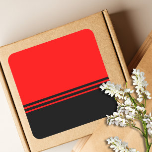 Pegatina Cuadrada Bandas horizontales negras y elegantes Rojo