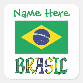 Pegatina Cuadrada Bandeira do Brasil Personalized Flag Square Label