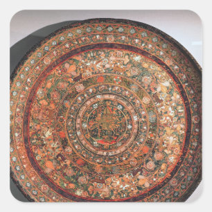 Pegatina Cuadrada Bandeja de la tribu de Michoacan