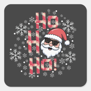 Pegatina Cuadrada Bandeja de servir Santa Retro Cool Navidad