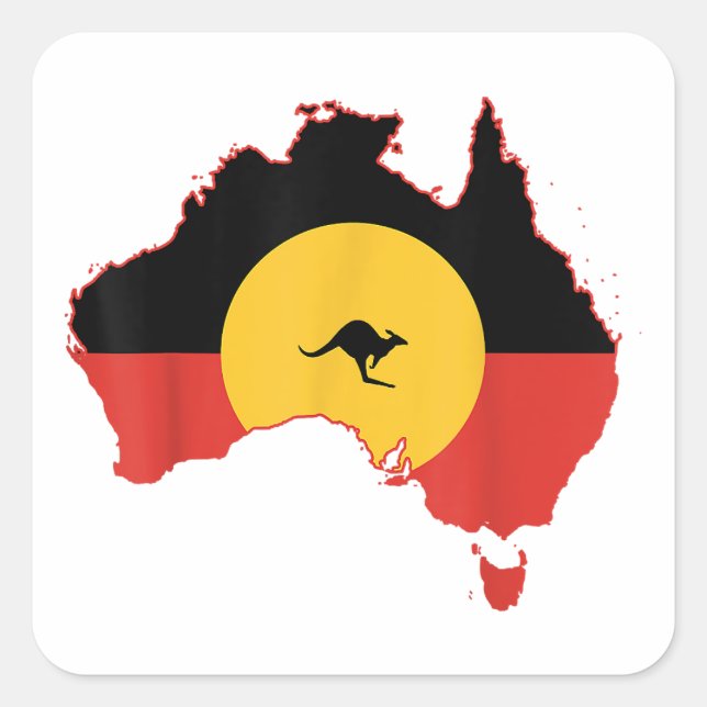 Pegatina Cuadrada Bandera aborigen camiseta bandera australiana rega (Anverso)