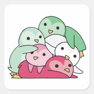 Pegatina Cuadrada Bandera Abrosexual Orgullo Lgbtq Cute Pingüino