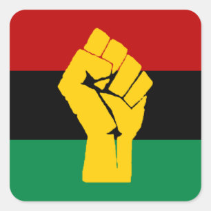 Pegatina Cuadrada Bandera africana del poder negro