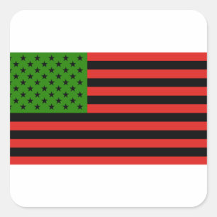 Pegatina Cuadrada Bandera afroamericana - negro y verde rojos