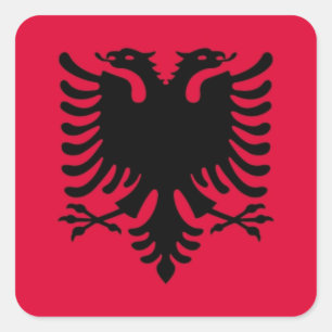 Pegatina Cuadrada Bandera albanesa
