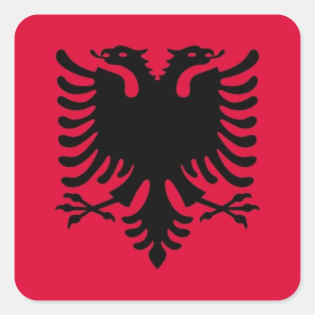 Pegatina Cuadrada Bandera albanesa (Anverso)