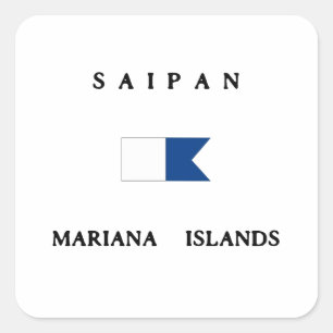 Pegatina Cuadrada Bandera Alfa de las Islas Marianas de Saipan
