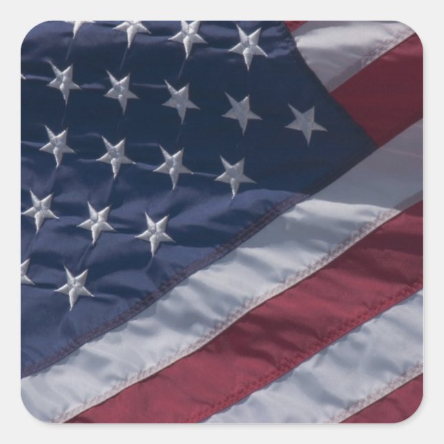 Pegatina Cuadrada Bandera americana. (Anverso)