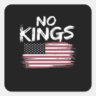 Pegatina Cuadrada Bandera Americana al Revés Distressed No Kings Lon