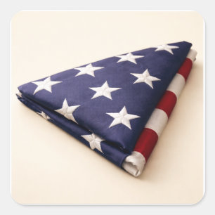 Pegatina Cuadrada Bandera Americana Doblada Militar Patriótica