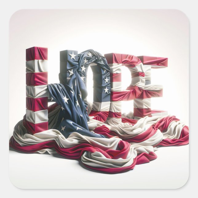 Pegatina Cuadrada Bandera Americana En La Esperanza (Anverso)