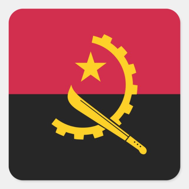 Pegatina Cuadrada Bandera angoleña, bandera de Angola (Anverso)