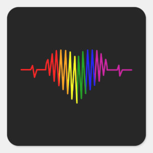 Pegatina Cuadrada Bandera arcoiris LGBT en el mes del orgullo LGBT