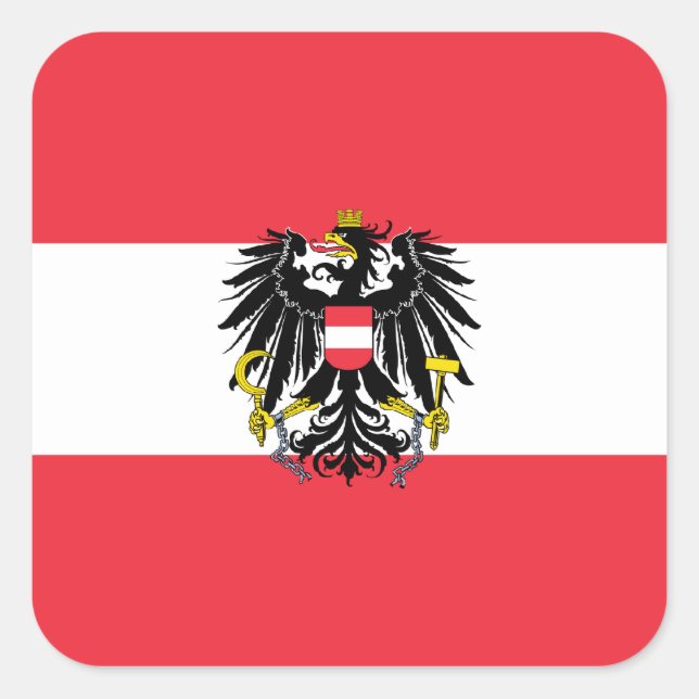 Pegatina Cuadrada Bandera austriaca (Anverso)