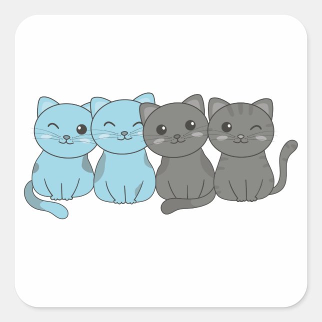 Pegatina Cuadrada Bandera Autosexual Orgullo Lgbtq Cute Gatos Pile S (Anverso)