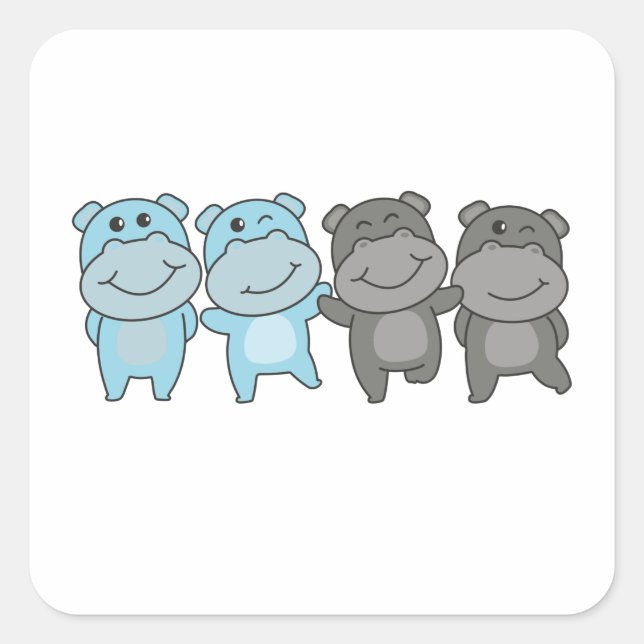 Pegatina Cuadrada Bandera Autosexual Orgullo Lgbtq Cute Hippo Square (Anverso)
