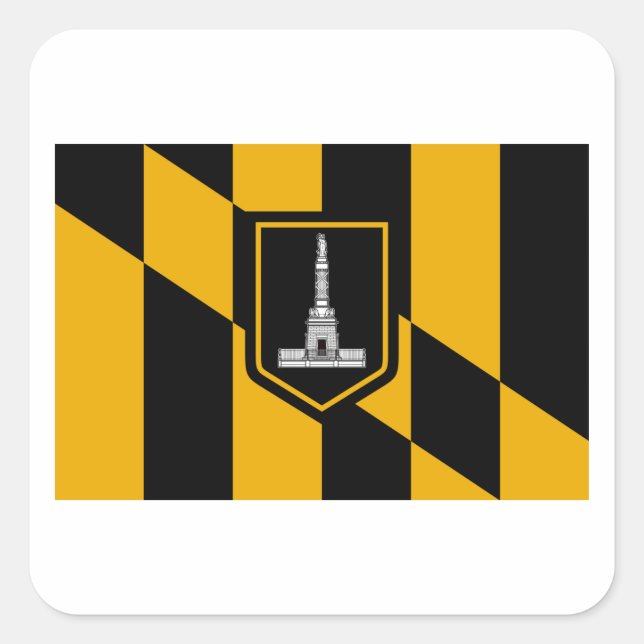 Pegatina Cuadrada Bandera Baltimore (Anverso)