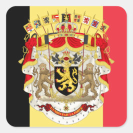 Pegatina Cuadrada Bandera belga y COA