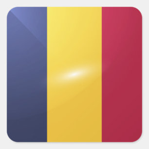 Pegatina Cuadrada Bandera brillante cuadrada de Chad