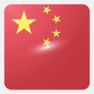 Pegatina Cuadrada Bandera brillante cuadrada de China