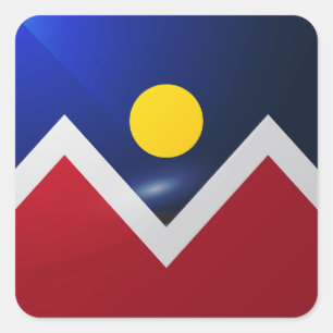 Pegatina Cuadrada Bandera brillante cuadrada de Denver Colorado