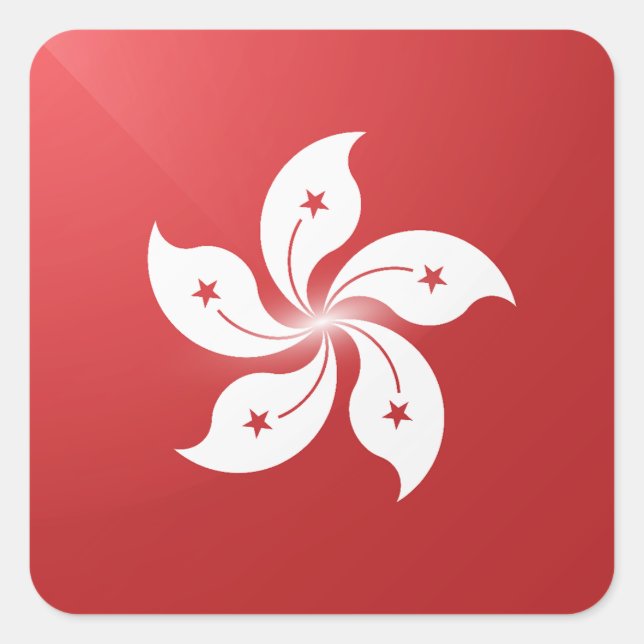 Pegatina Cuadrada Bandera brillante cuadrada de Hongkong (Anverso)