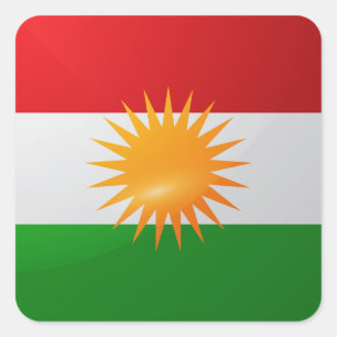 Pegatina Cuadrada Bandera brillante cuadrada de Kurdistán