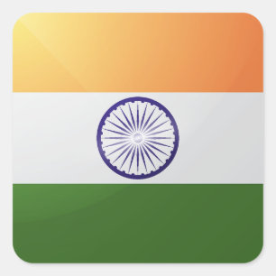 Pegatina Cuadrada Bandera brillante cuadrada de la India