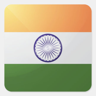 Pegatina Cuadrada Bandera brillante cuadrada de la India