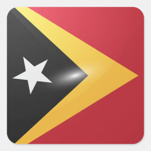 Pegatina Cuadrada Bandera brillante cuadrada de Timor Oriental