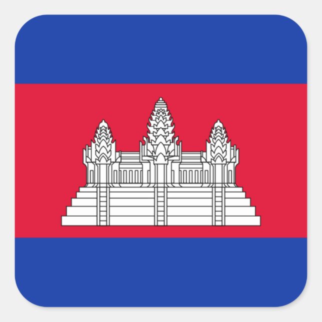 Pegatina Cuadrada Bandera camboyana, bandera de Camboya (Anverso)