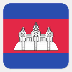Pegatina Cuadrada Bandera camboyana, bandera de Camboya