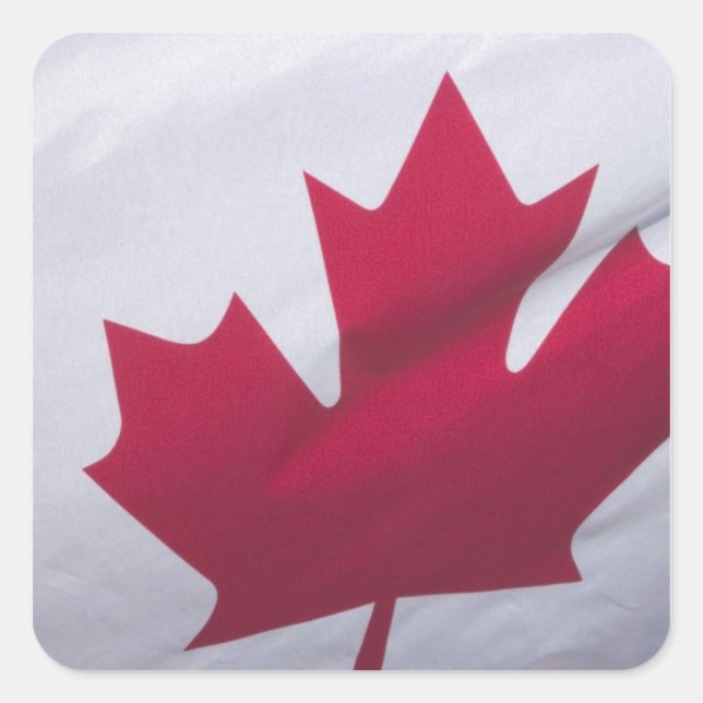 Pegatina Cuadrada Bandera canadiense. (Anverso)