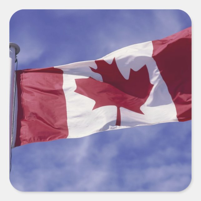 Pegatina Cuadrada bandera canadiense (Anverso)